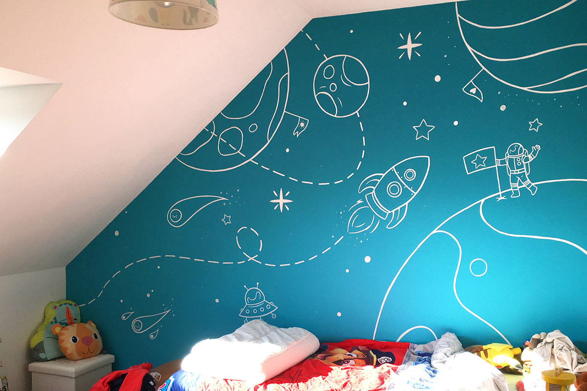 Illustration de fresque pour chambres d'enfants, écoles, crèches et local à Nantes